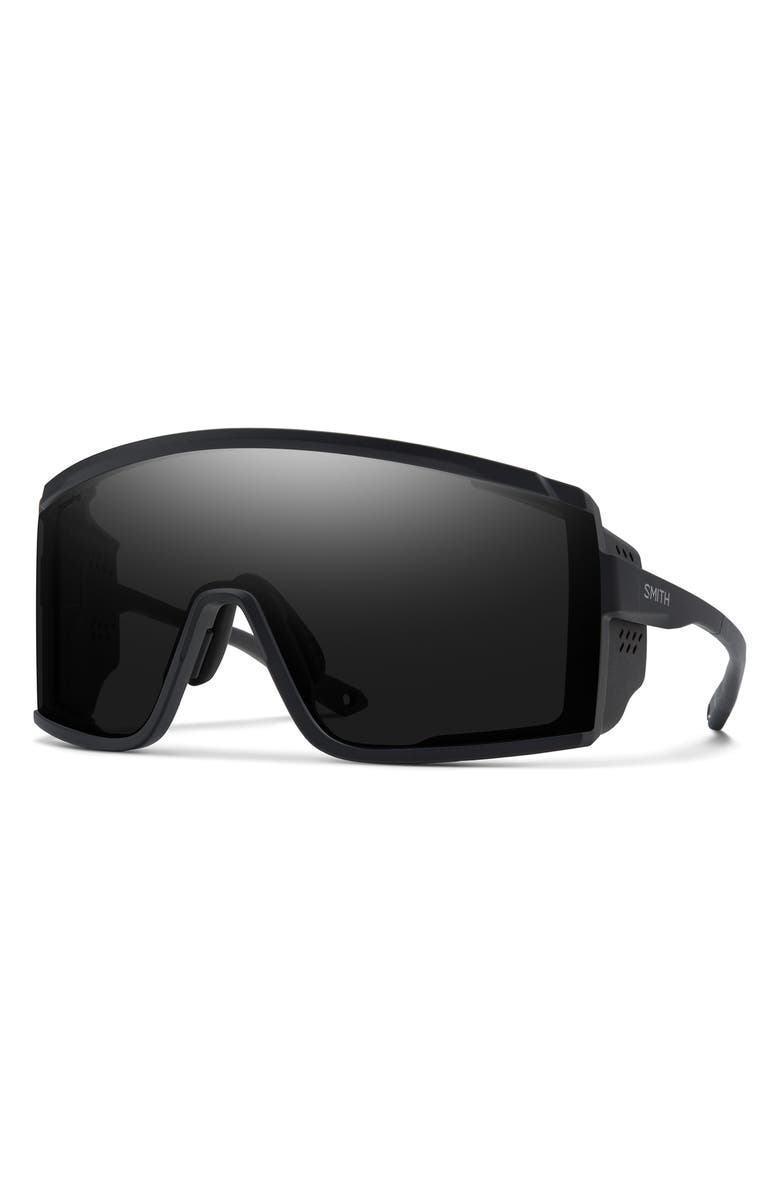 Smith Pursuit 148mm ChromaPop<sup>™</sup> Glacier Photochromic Polarized Shield Sunglasses, Alternate, color, Matte Black / Chromapop Black
