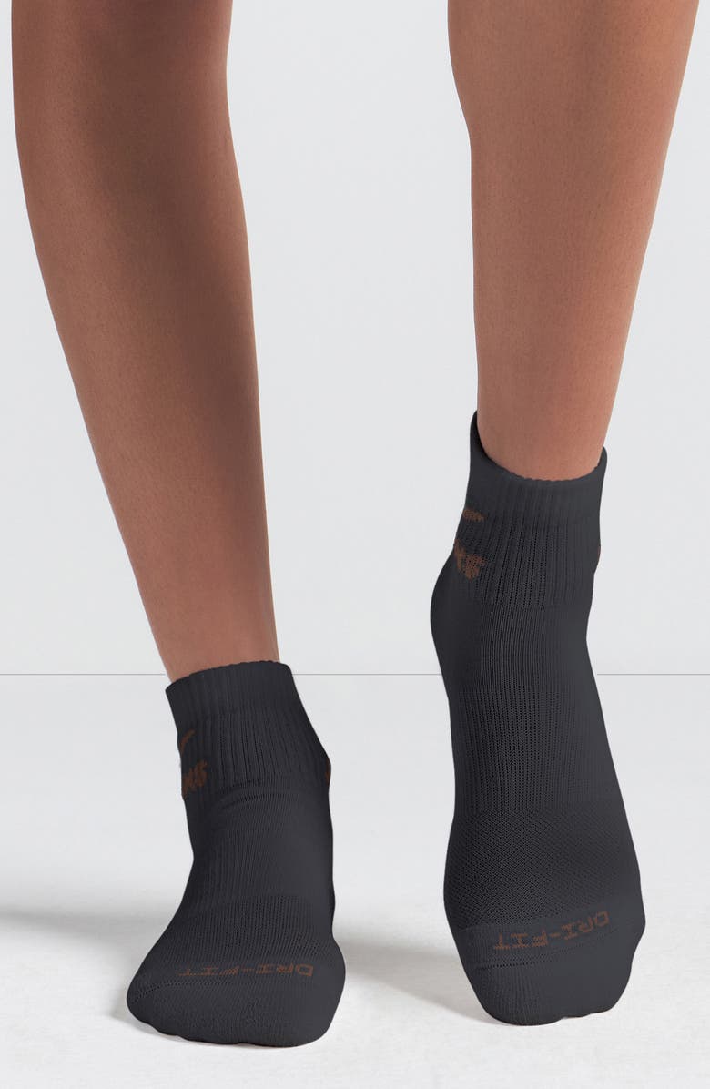 NikeSKIMS Dri-Fit Quarter Crew Socks 3-Pack, Alternate, color, Snow, Heathergray, Obsidian