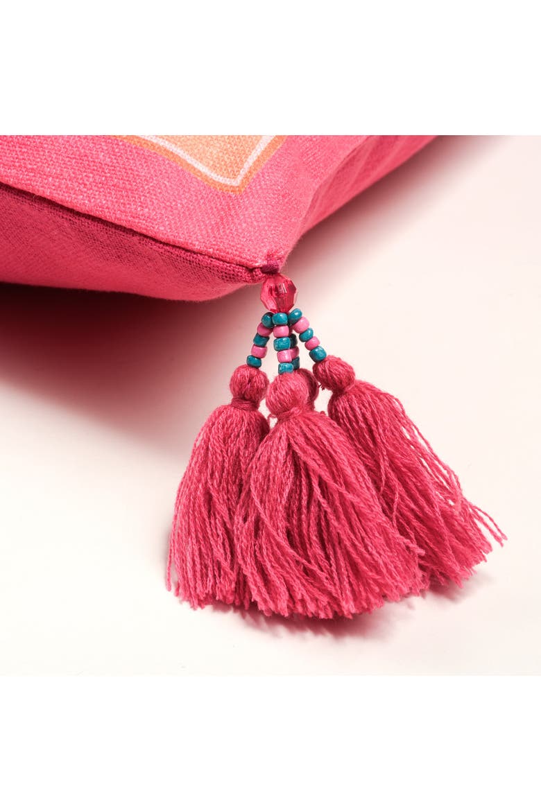 Ghuni Tasseled Embroidered 100% Cotton Home Accent Amaour, Alternate, color, Fuchsia
