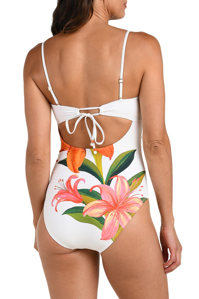 Jungle Blossoms Beaded One-Piece Swimsuit, Alternate, color, IVORY MULTI