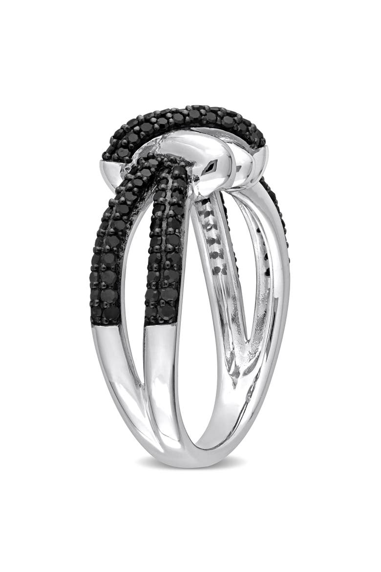 Diamond Crossover Split-Shank Ring 14k, Alternate, color, Black Diamond