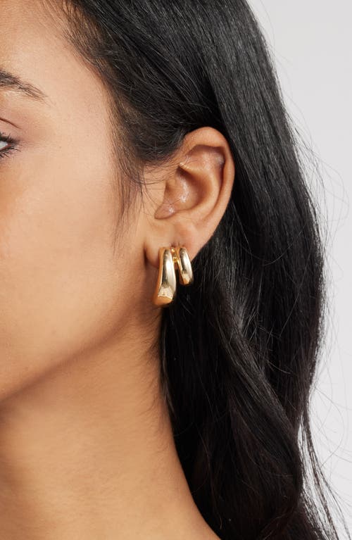 Open Edit Double Curved J-hoop Earrings In Gold