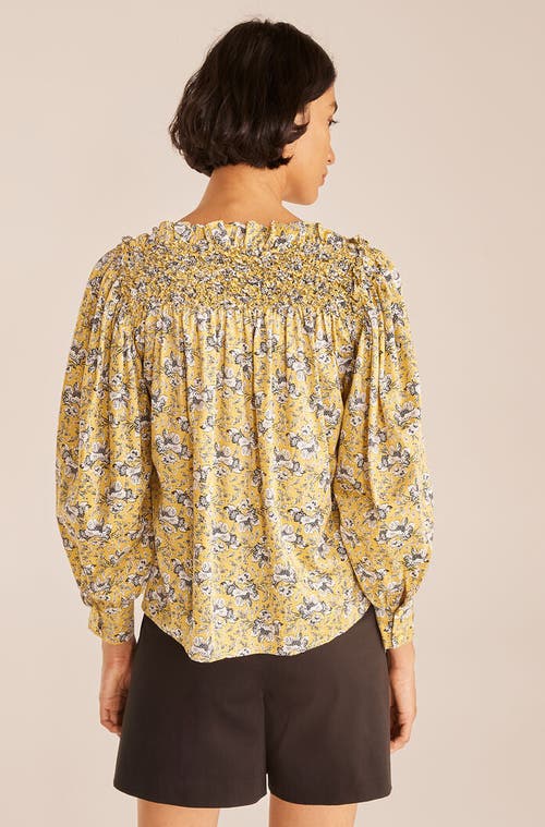 REBECCA TAYLOR REBECCA TAYLOR INTAGLIO ROSE SMOCKED BLOUSE