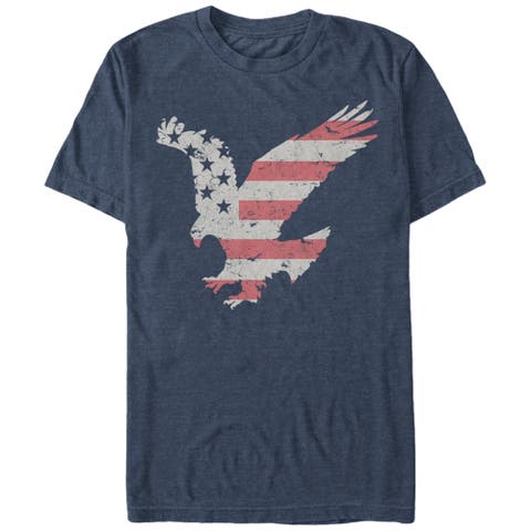 Men's Fourth of July Flying Eagle American Stripe Short Sleeve Graphic T-Shirt