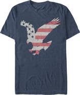 Lost Gods Men's Fourth of July Flying Eagle American Stripe Short Sleeve Graphic T-Shirt