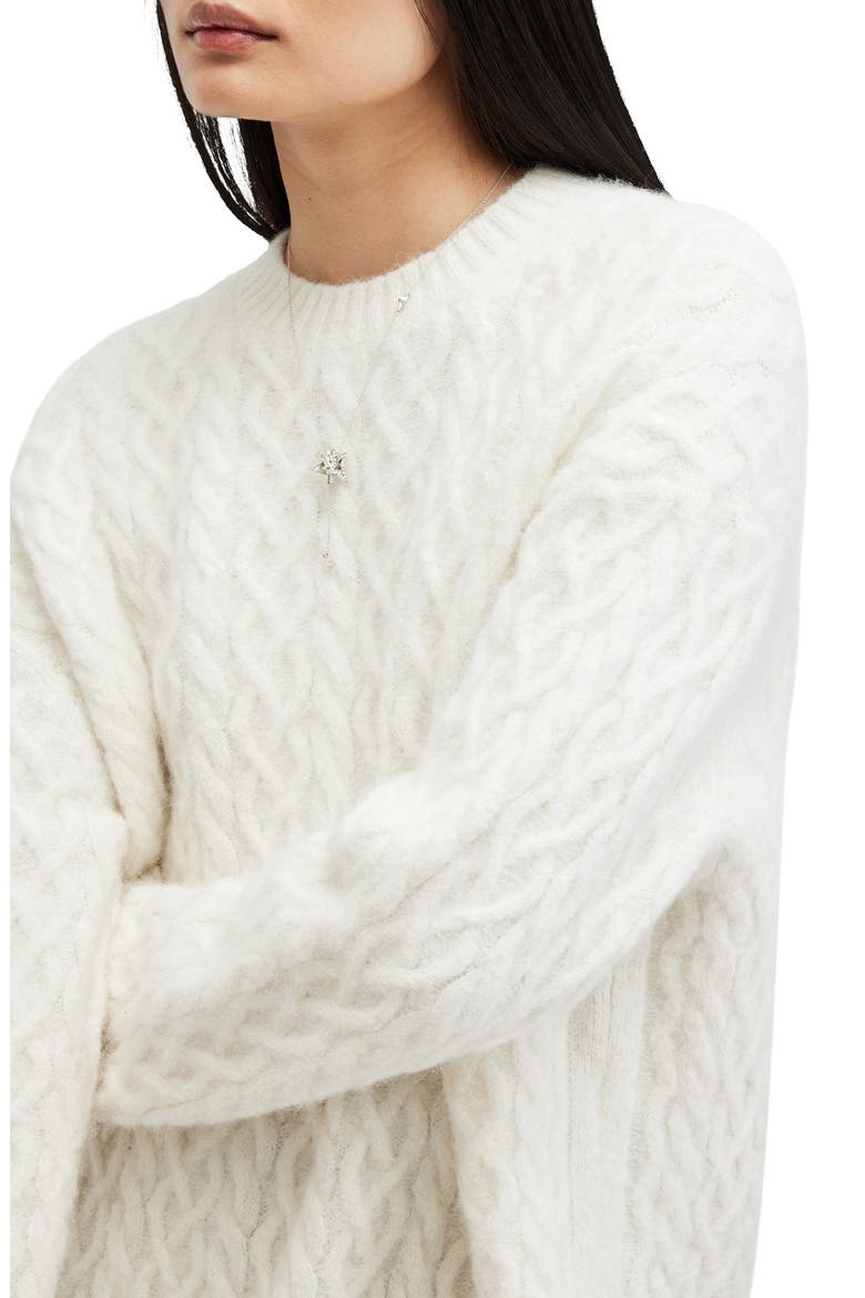 Sirius Relaxed Alpaca Blend Cable Sweater, Alternate, color, CHALK WHITE