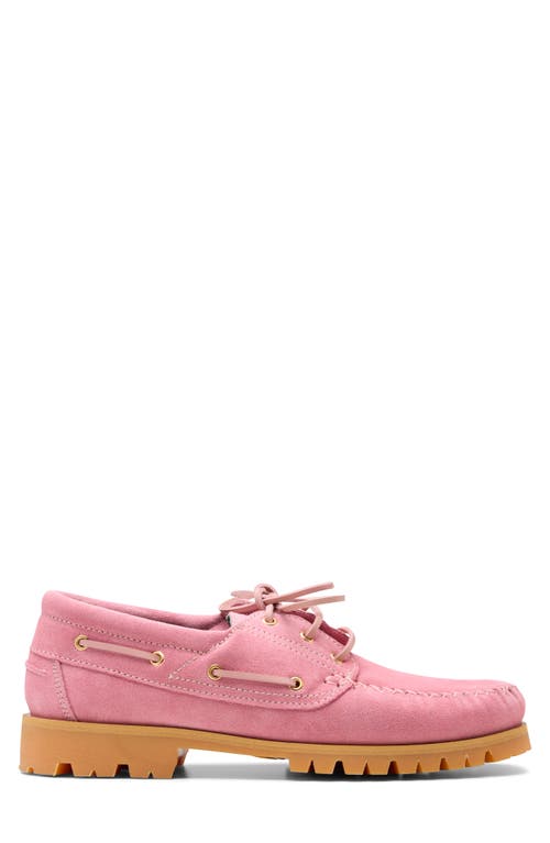 Vinny's Lug Sole Suede Boat Shoes Pink Suede