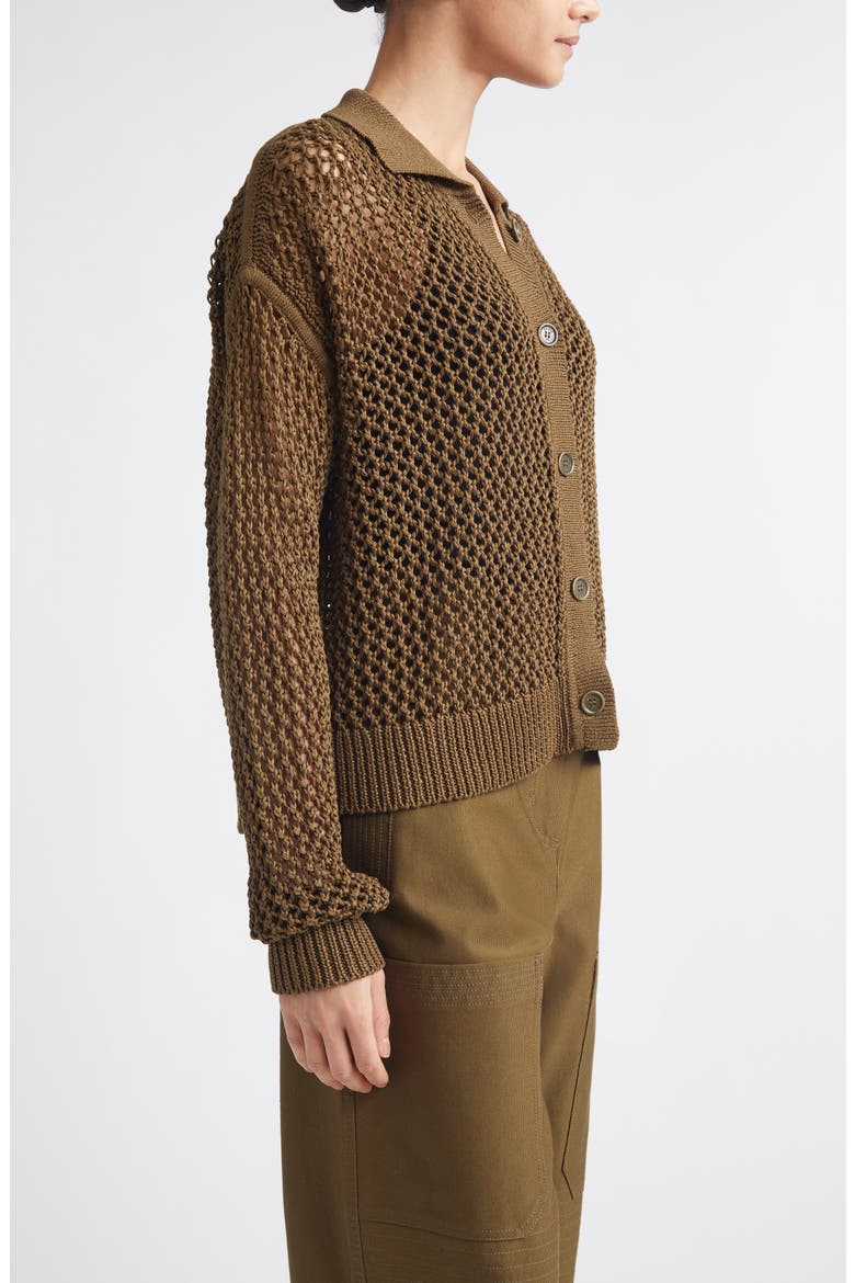 Cotton Mesh Cardigan, Alternate, color, KAKI