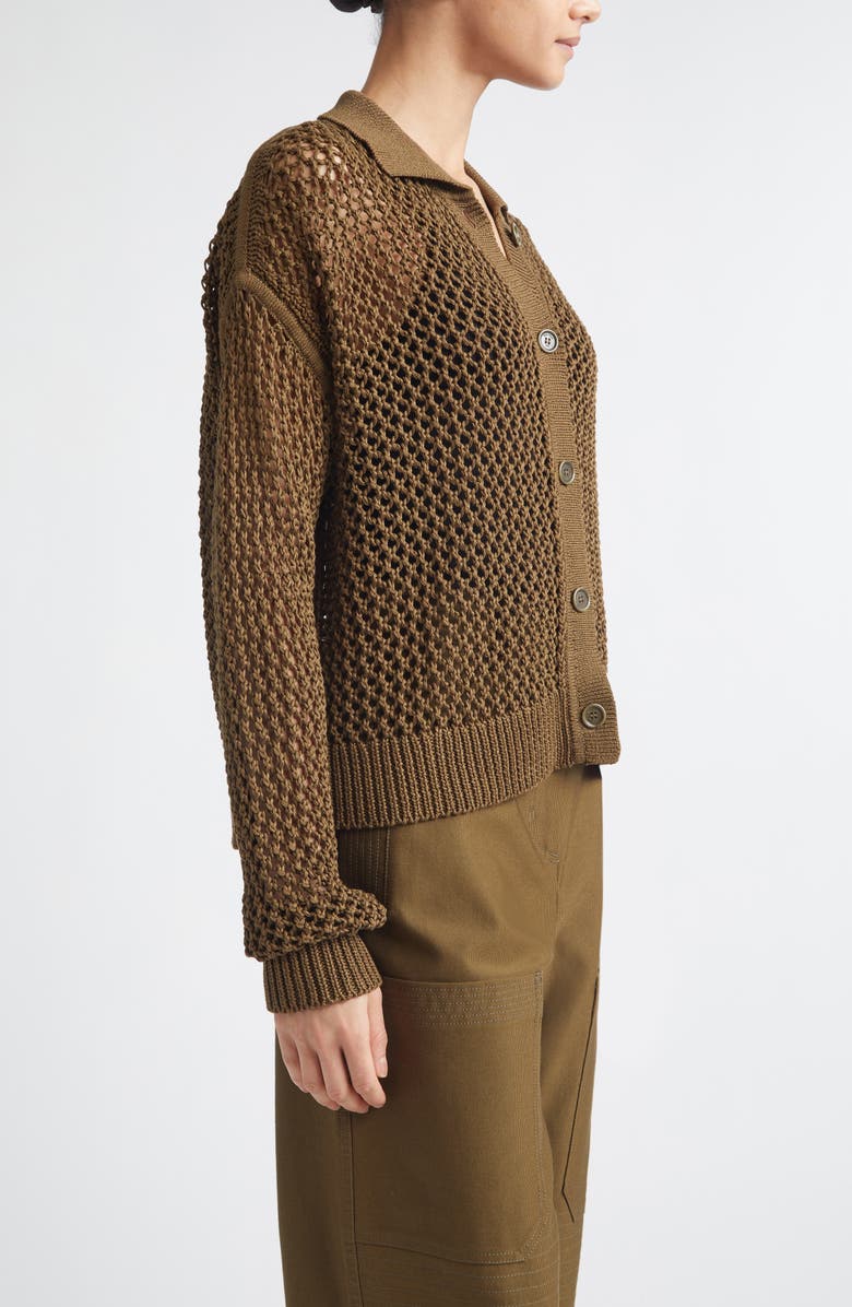 Max Mara Cotton Mesh Cardigan, Alternate, color, Kaki