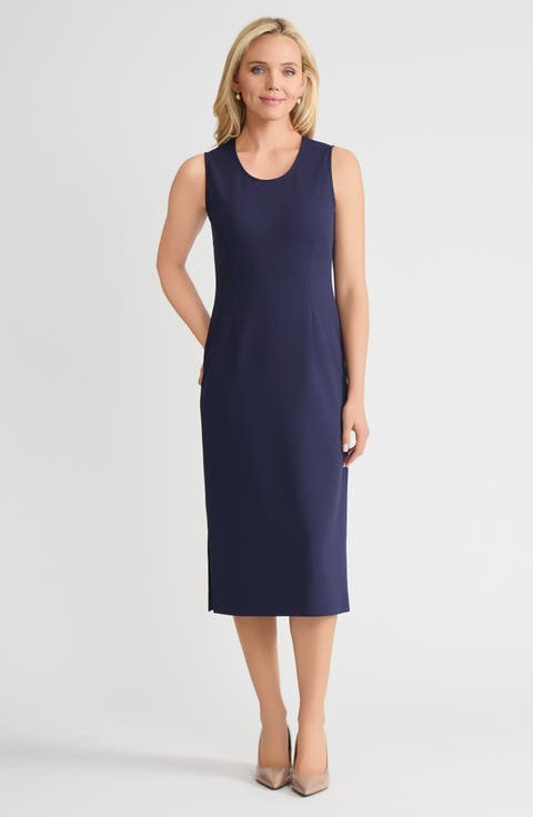 Stretch Deco Crepe Sheath Midi Dress