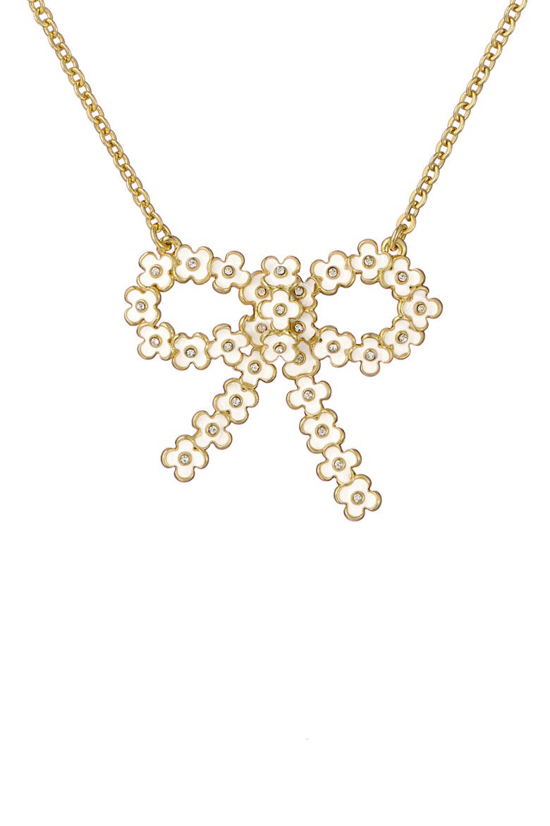 Bonnell Bouquet Bow Pendant Necklace, Main, color, METALLIC GOLD