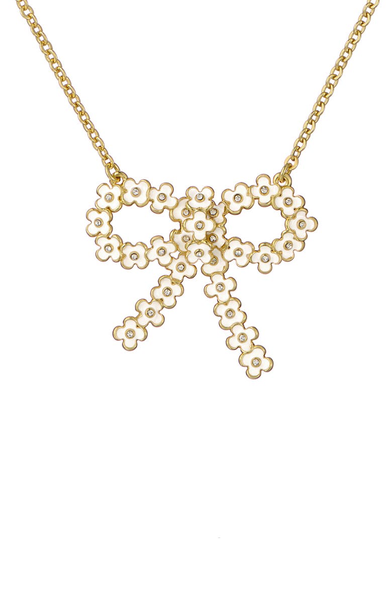 Ted Baker Bonnell Bouquet Bow Pendant Necklace, Main, color, Metallic Gold