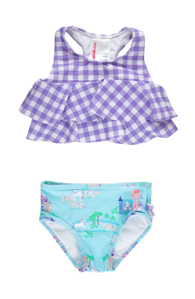 RuffleButts Girls Flounce Bikini, Main, color, Once Upon A Castle
