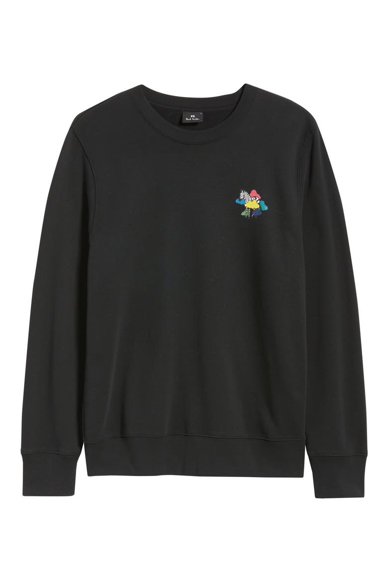 Regular Fit Cloud Zebra Organic Cotton Graphic Sweatshirt, Alternate, color, BLACK