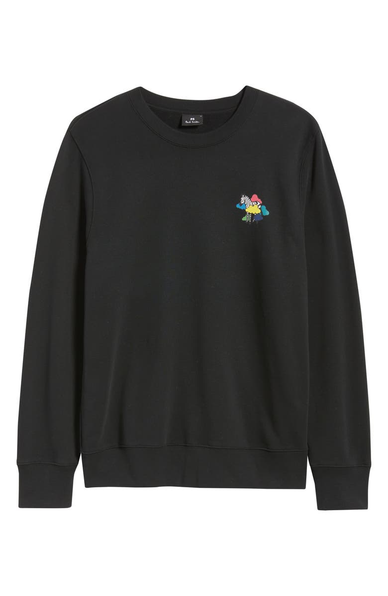 PS Paul Smith Regular Fit Cloud Zebra Organic Cotton Graphic Sweatshirt, Alternate, color, Black