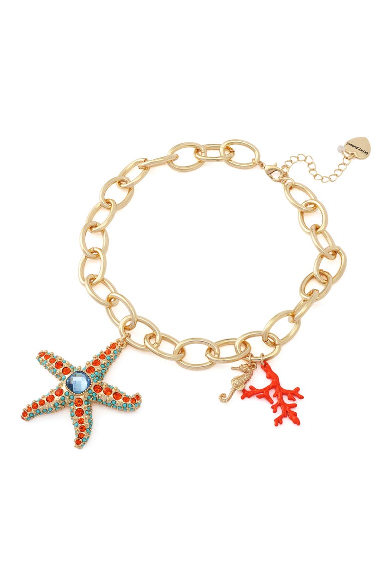 Short Starfish Pendant Necklace, Alternate, color, ORANGE