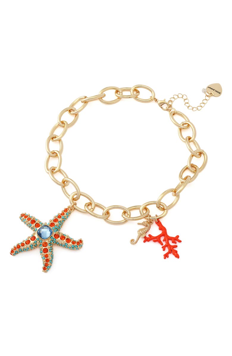Betsey Johnson Short Starfish Pendant Necklace, Alternate, color,