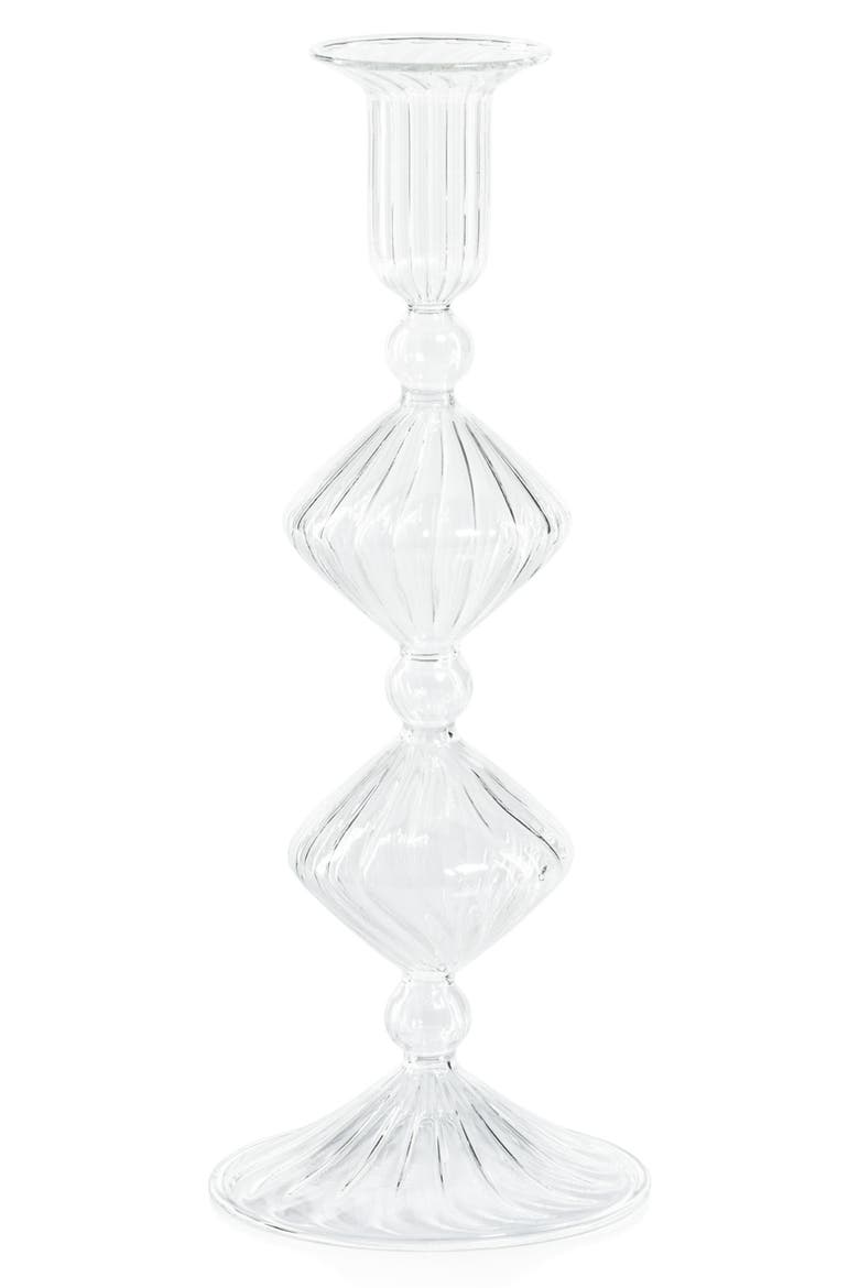 Zyrandol Set of 2 Glass Taper Candleholders, Main, color, CLEAR