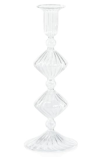 Zodax Zyrandol Set Of 2 Glass Taper Candleholders In Transparent
