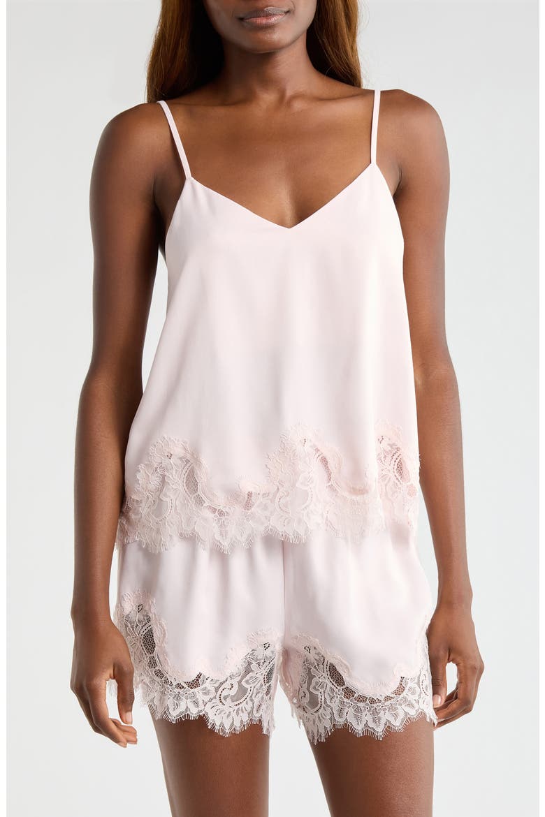 Midnight Lace Trim Camisole & Shorts, Main, color, PINK LOFT