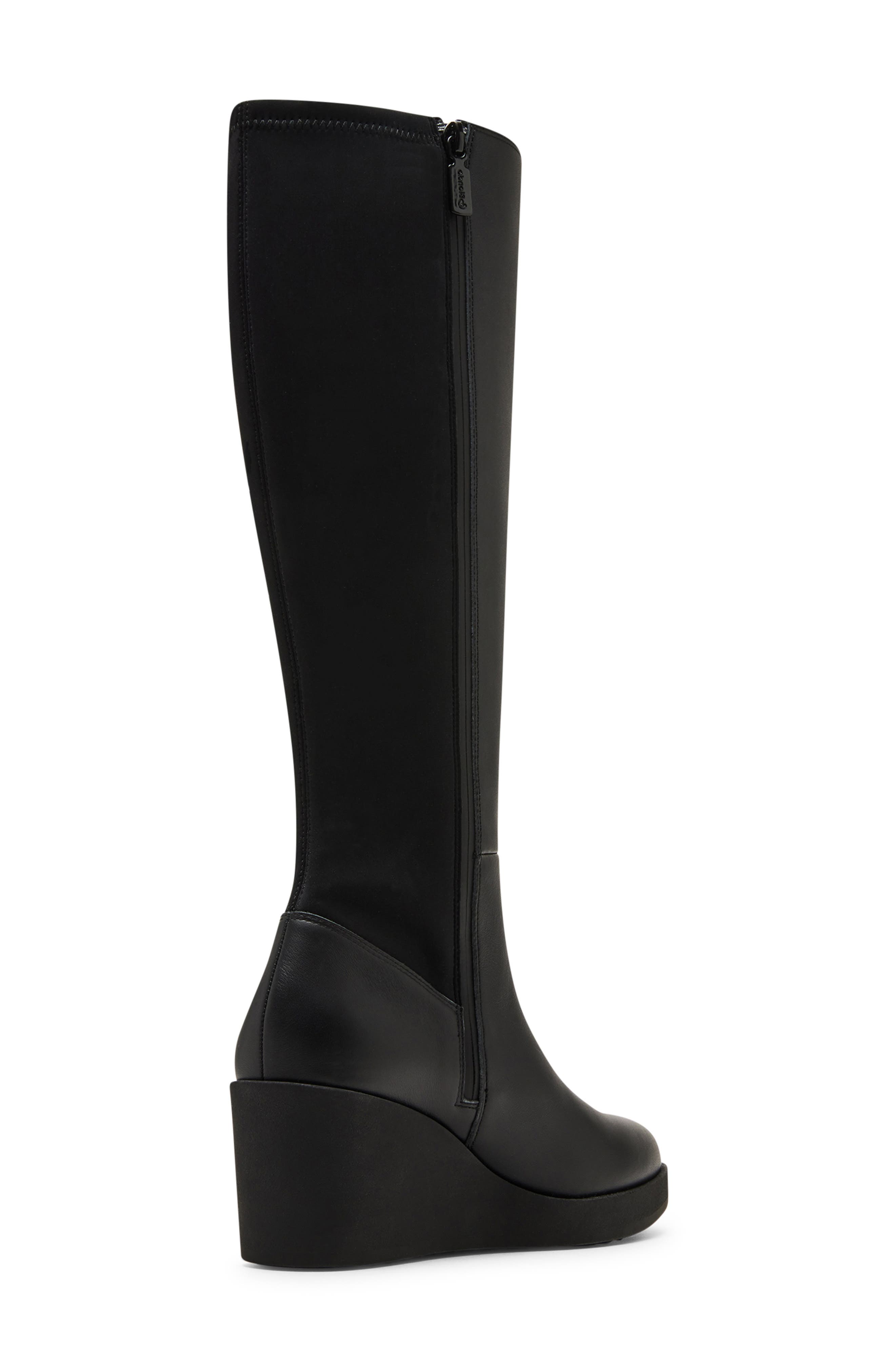 Blondo Monique Waterproof Wedge Boot, Alternate, color, Black Leather/ Stretch
