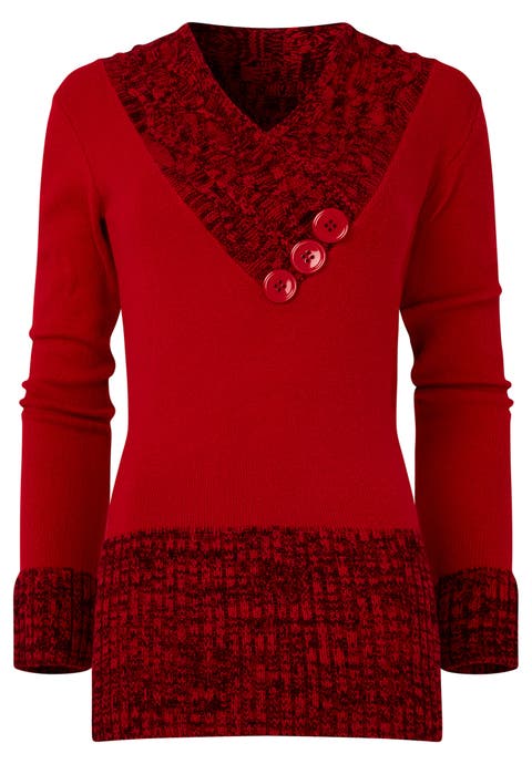 Button Cable Sweater (plus)