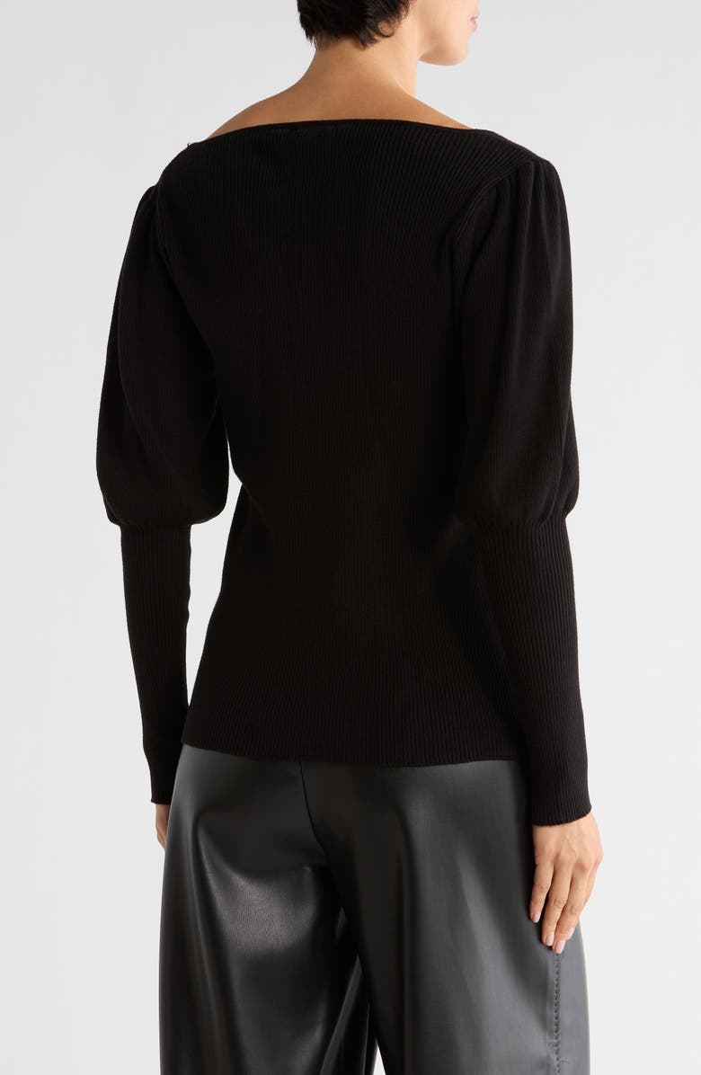 PATRIZIA LUCA Puff Sleeve Sweater, Alternate, color, Black