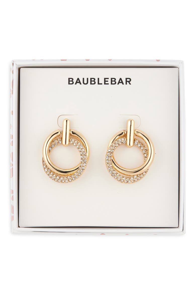 Looping You In Frontal Hoop Earrings, Main, color, CLEAR/ GOLD