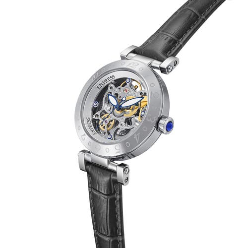 Empress Theodora Automatic Skeleton Leather-band Watch In Gray