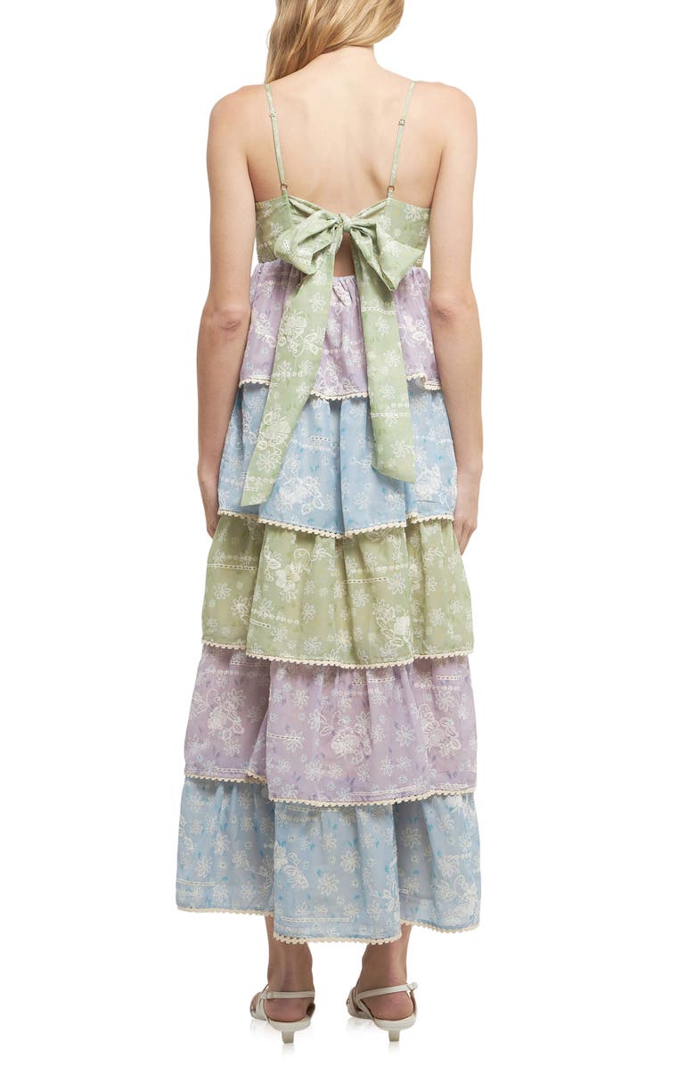 English Factory Floral Tiered Maxi Dress, Alternate, color, Green Multi