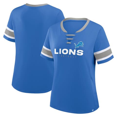 Women's Fanatics Blue Detroit Lions Redzone Draw Play Athena Lace-Up T-Shirt