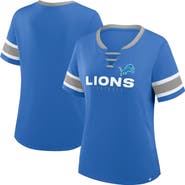 FANATICS Women's Fanatics Blue Detroit Lions Redzone Draw Play Athena Lace-Up T-Shirt
