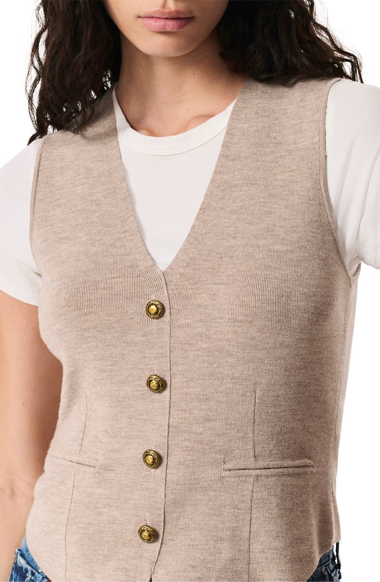 rag & bone Ella Merino Wool Blend Sweater Vest, Alternate, color, Dark Taupe