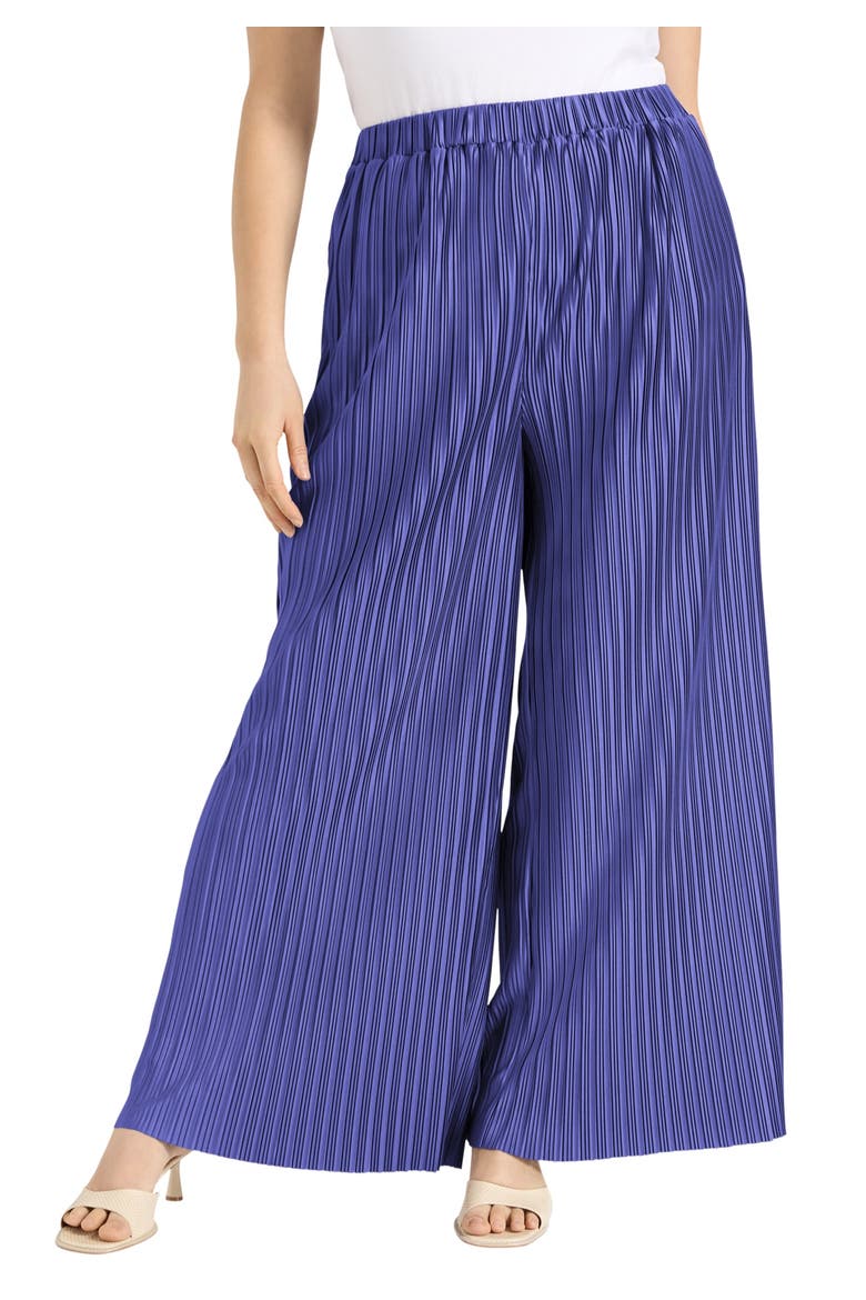 Plisse High Rise Pants, Main, color, BLUE IRIS