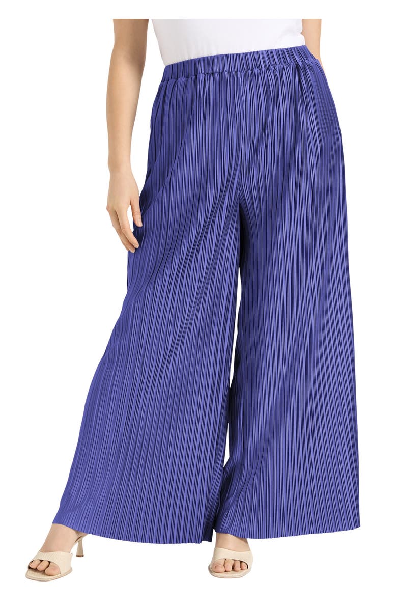 June + Vie Plisse High-Rise Pants, Main, color, Blue Iris