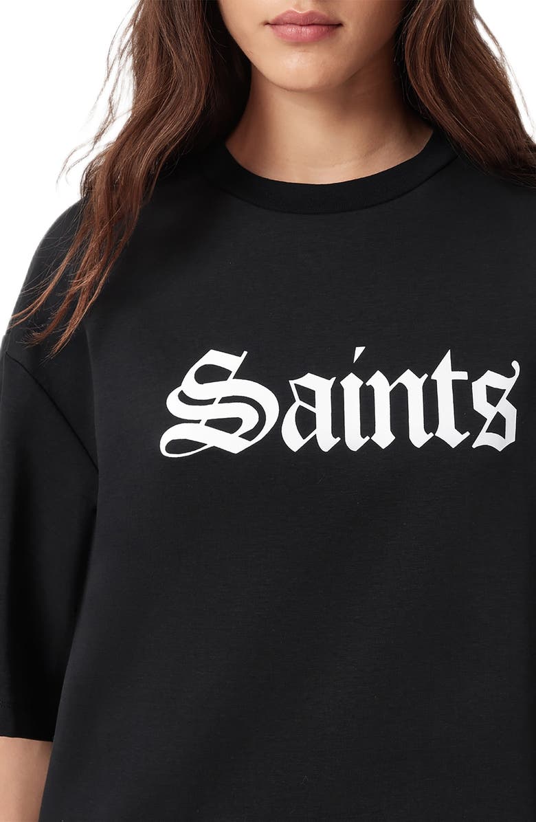 AllSaints Saint Amelie Logo Graphic T-Shirt, Alternate, color, Black