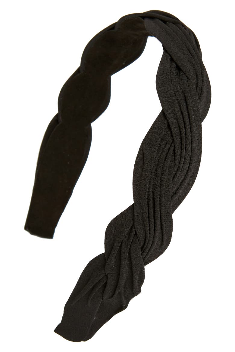 Braided Pleated Headband, Main, color, BLACK