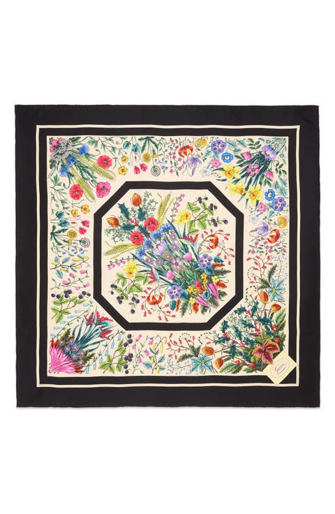Floral Festival Print Silk Scarf