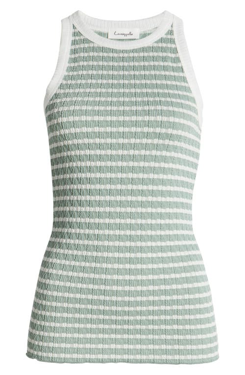 Loveappella Stripe Racerback Tank In Sage