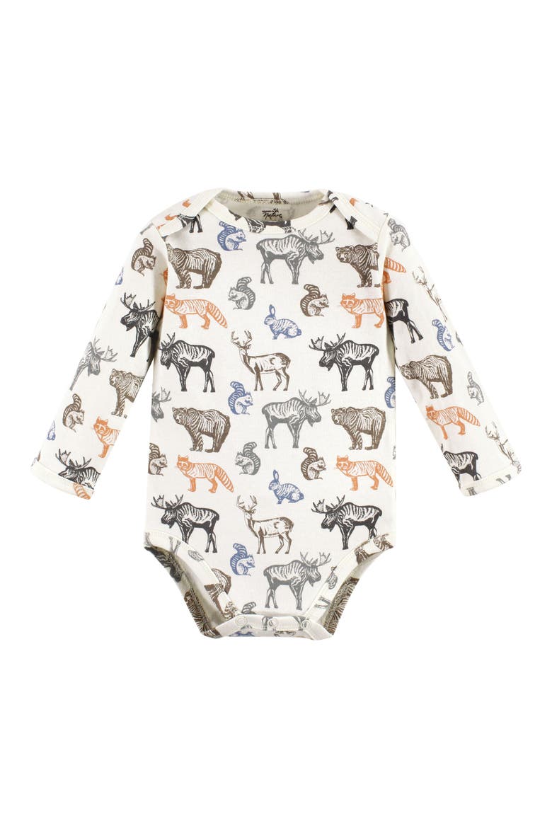 5pk Long Sleeve Organic Bodysuits, Alternate, color, Boy Woodland