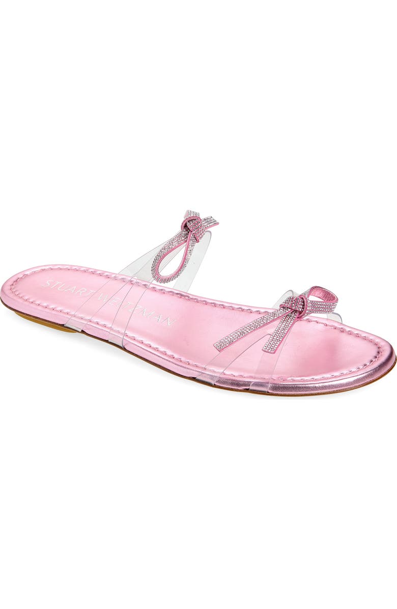 Stuart Weitzman Bow Slide Sandal, Main, color, Clear/ Cotton Candy