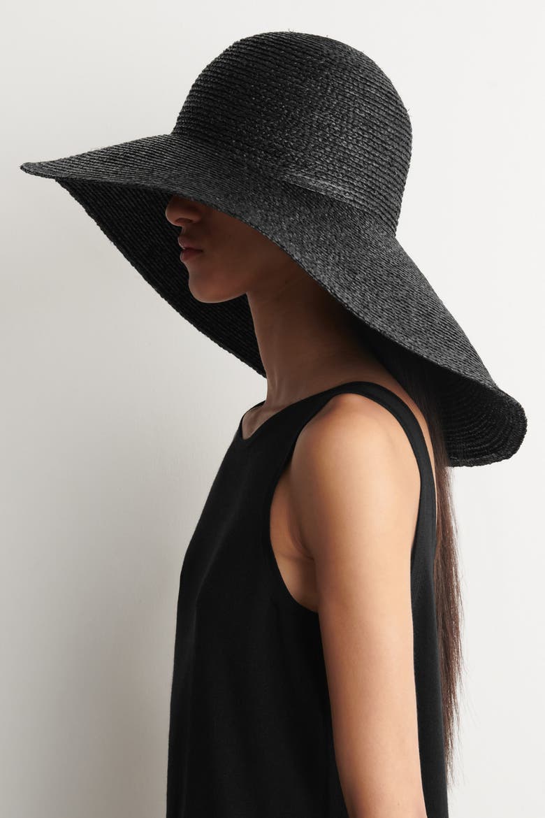Wide-brim Raffia Hat, Alternate, color, BLACK