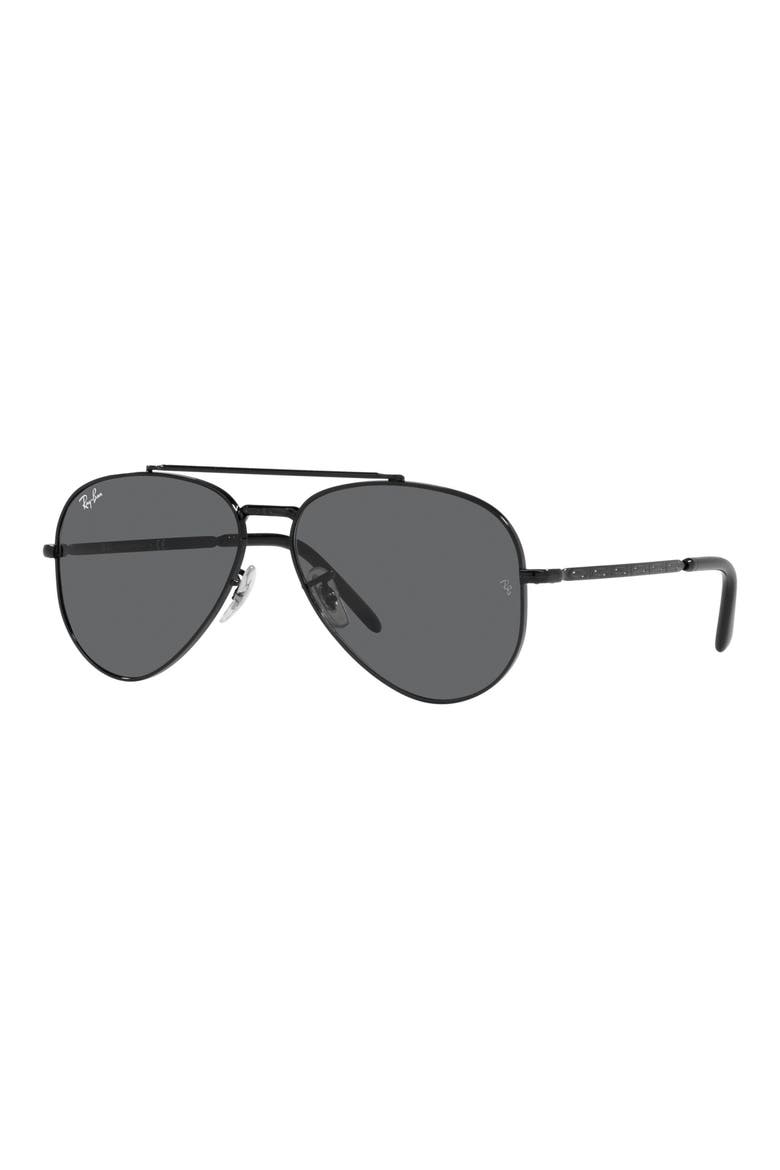 New Aviator 58mm Pilot Sunglasses, Alternate, color, BLACK / DARK GREY