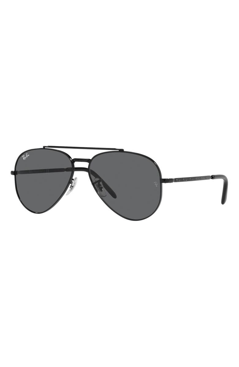 Ray-Ban New Aviator 58mm Pilot Sunglasses, Alternate, color, Black / Dark Grey