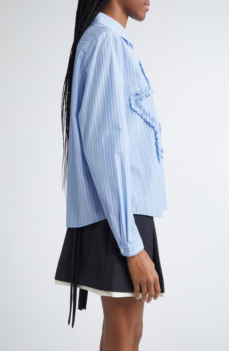 Sandy Liang Sirius Stripe Cotton Button-Up Shirt, Alternate, color, 