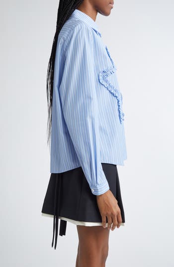 Sandy Liang Sirius Stripe Cotton Button-Up Shirt | Nordstrom