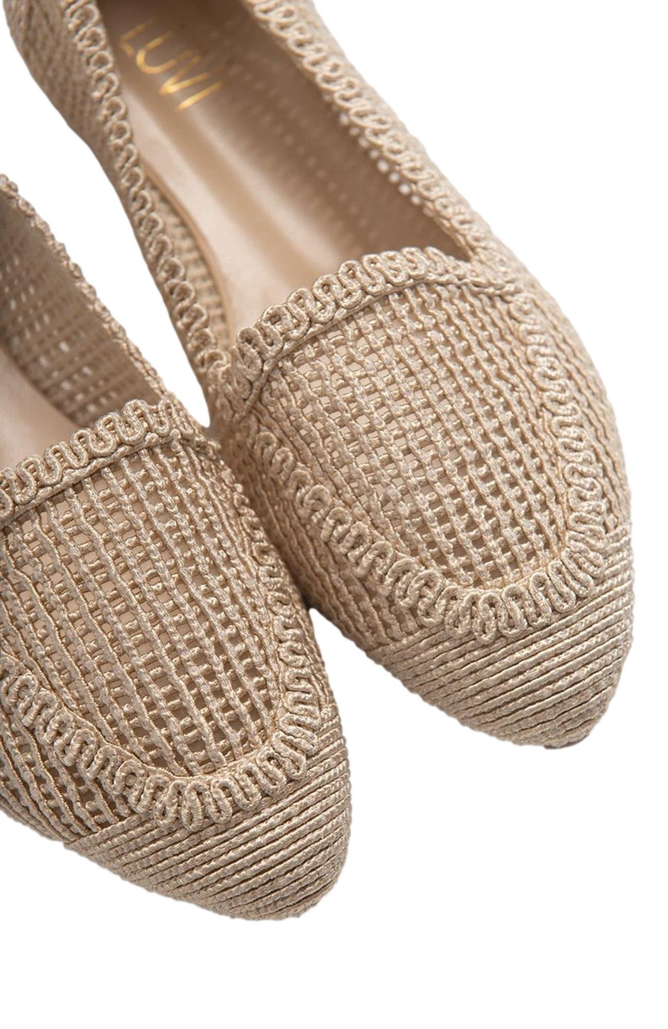 Prologue Shoes Mira Knit Ballet Flat, Alternate, color, Cream Beige Faux Leather