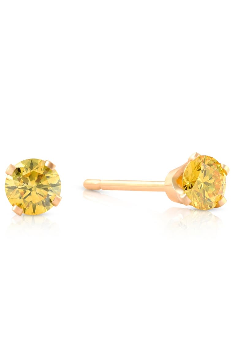 1/4 Ct T.W. Fancy Canary Lab Diamond Studs 14K Gold Lab Grown, Alternate, color, 14k Yellow Gold