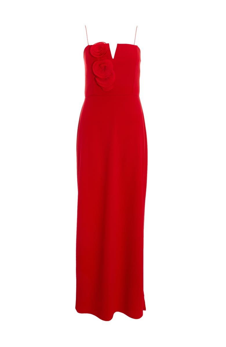 QUIZ Scuba Crepe Floral Trim Strap Maxi Dress, Alternate, color, 