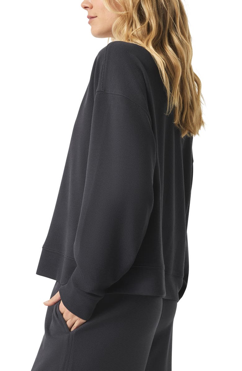 Splendid Waffle Scuba Knit Polo Sweatshirt, Alternate, color, 